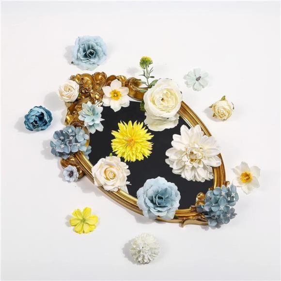 35pcs Flora Artificial Flowers Combo Peony Silk Roses Mix Fake Flowers DIY - Picture 2 of 6